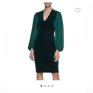 Vince Camuto V-Neck Long Chiffon Sleeve Velvet
Sheath Dress